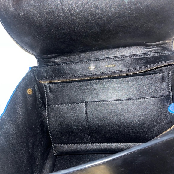 Authentic Celine trapeze crossbody hand bag Black and Blue Leather Bag - Picture 5 of 14